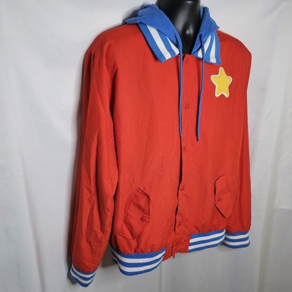 Cartoon Network Red Steven Universe Varsity Snap Hoodie Jacket Cheeseburger L - Picture 6 of 14